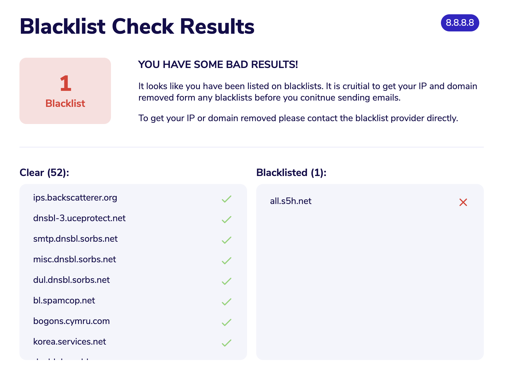 blacklist look up results - email academy