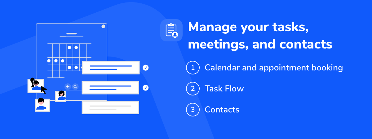 Reply.io manage tasks, meetings, contacts